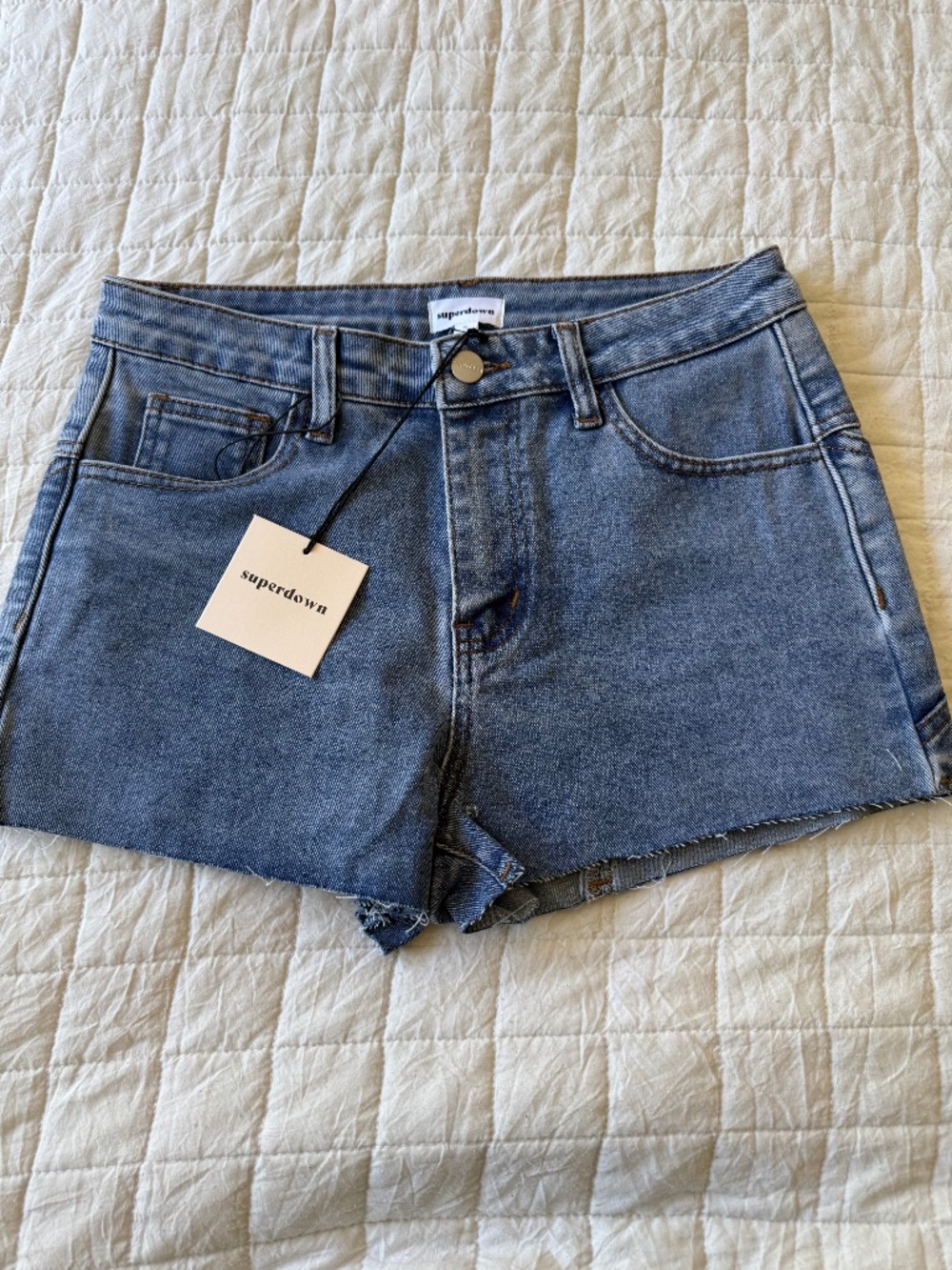 Superdown Oralie Star Denim Shorts Light Blue Wash Size S NWT